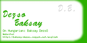 dezso baksay business card